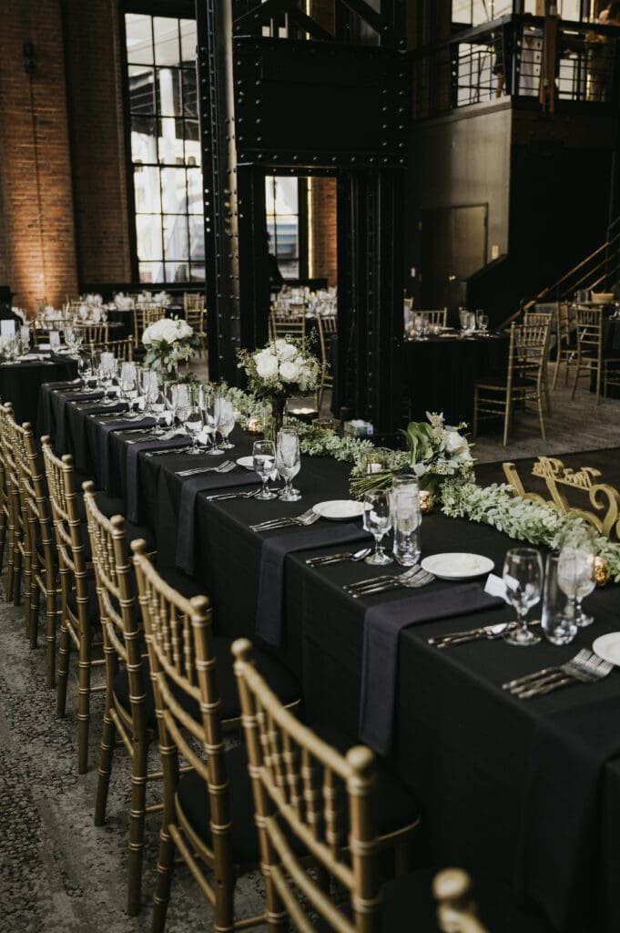 Black and White luxury downtown Cleveland wedding 